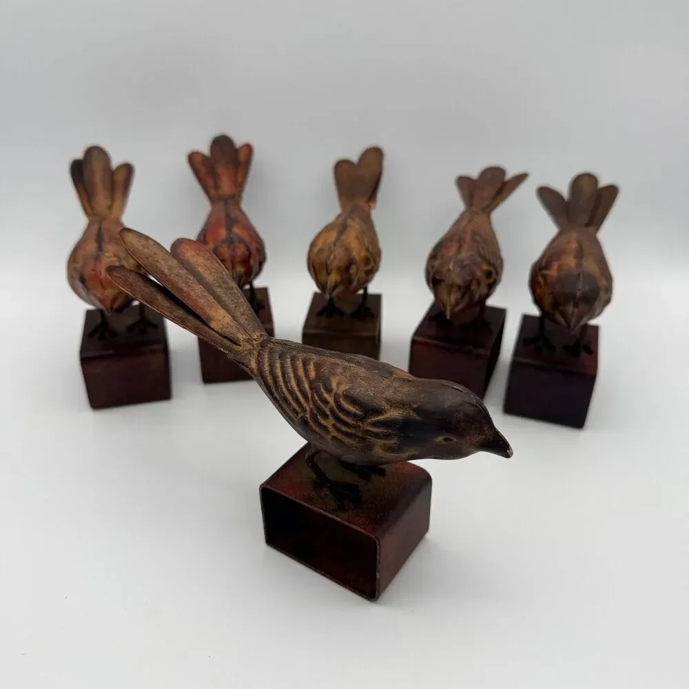 Rustic Bird Metal Napkin Rings Set of 6 - Farmhouse Table Decor Z Gallerie